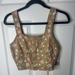 BP Tan and Pink Bustier Crop Top Sleeveless